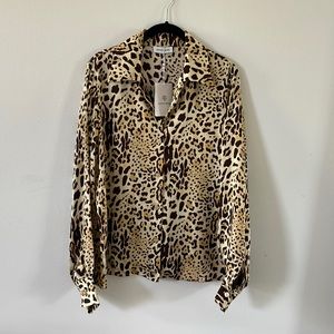Anine Bing oversized leopard print blouse